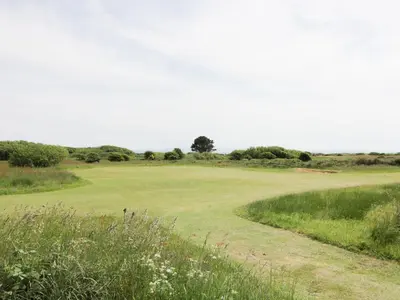 a view of a golf course with a green at The Bothy in Mainsriddle