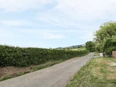 a dirt road in the middle of a field at Coombs View in Low Hesket