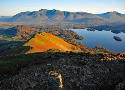 a view from the top of a mountain with a lake at Abacourt House in Keswick