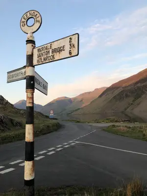 a street sign on the side of a road at Scafell View Apartment, Wasdale, Lake District, Cumbria in Nether Wasdale