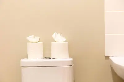 two rolls of toilet paper sitting on top of a toilet at Granary Suite No3 - Donnini Apartments in Ayr