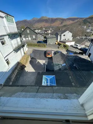 a view from the roof of a building with a car at Brundholme in Keswick