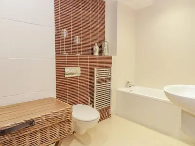 a bathroom with a toilet and a sink at Apartment 1 St Mary's Church in Moffat