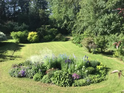 a garden with a variety of flowers and plants at Applegarth House in Lockerbie