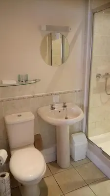 a bathroom with a toilet and a sink at Star Hotel in Kirkcudbright