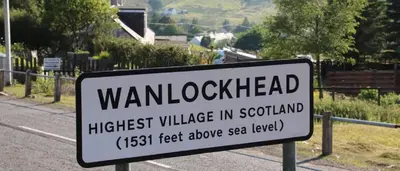 a sign that reads wanduckheadhighest village in scotland at 1-2 Dialknowe Holiday Cottage - Wanlockhead in Wanlockhead