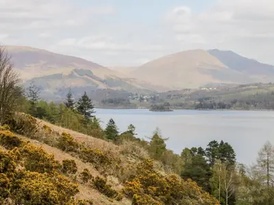 a view of a lake with mountains in the background at Derwent Haven in Keswick