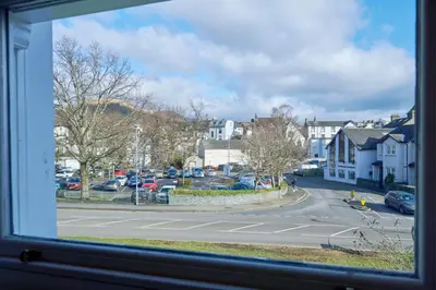 a view of a city street from a window at Howe Keld 4 First floor in Keswick