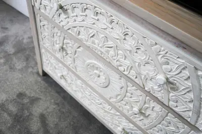 a close up of a white metal bed frame at The Art Bank in Dalbeattie