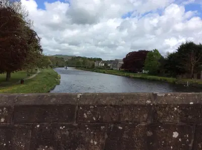a view of a river from a bridge at Lake District Western 2-Bed Cabin Pet Friendly in Wigton