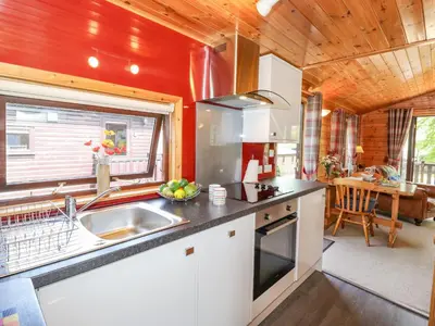 a kitchen with a sink and a counter top at Robin's Nest in Keswick