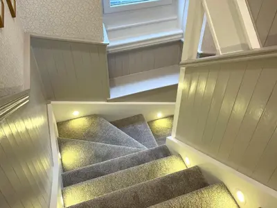an overhead view of stairs in a house at Beautifully Presented 3BR Luxury Apartment - Pass the Keys in Kirkcudbright