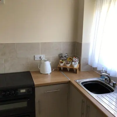 a kitchen with a sink and a counter top at Bobs plac in Whitehaven