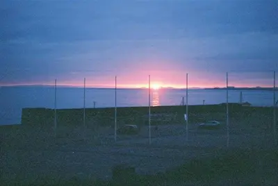 a view of the sunset from a soccer field at Links Quay 42 in Prestwick