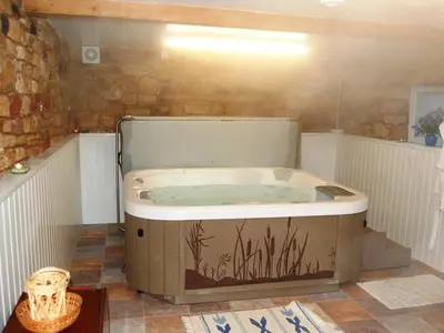 a jacuzzi tub in a room at The Bird Bath - Cottage in Wreay