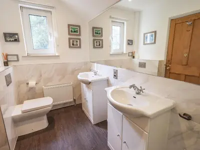 a bathroom with a sink and a toilet at Rawfell in Ambleside