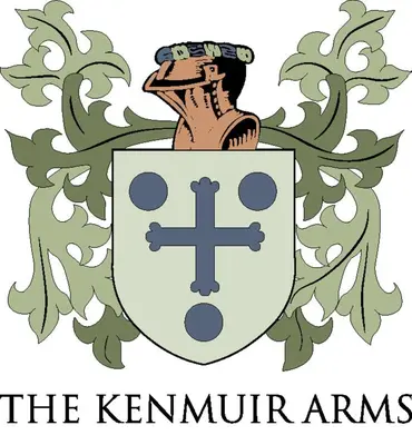 a shield with a vase on top of a crest at The Kenmuir Arms Hotel in New Luce