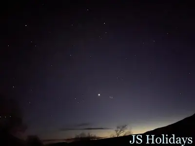 a starry sky with the words us holidays at JS Holidays The Westmorland Lagganhouse in Ballantrae